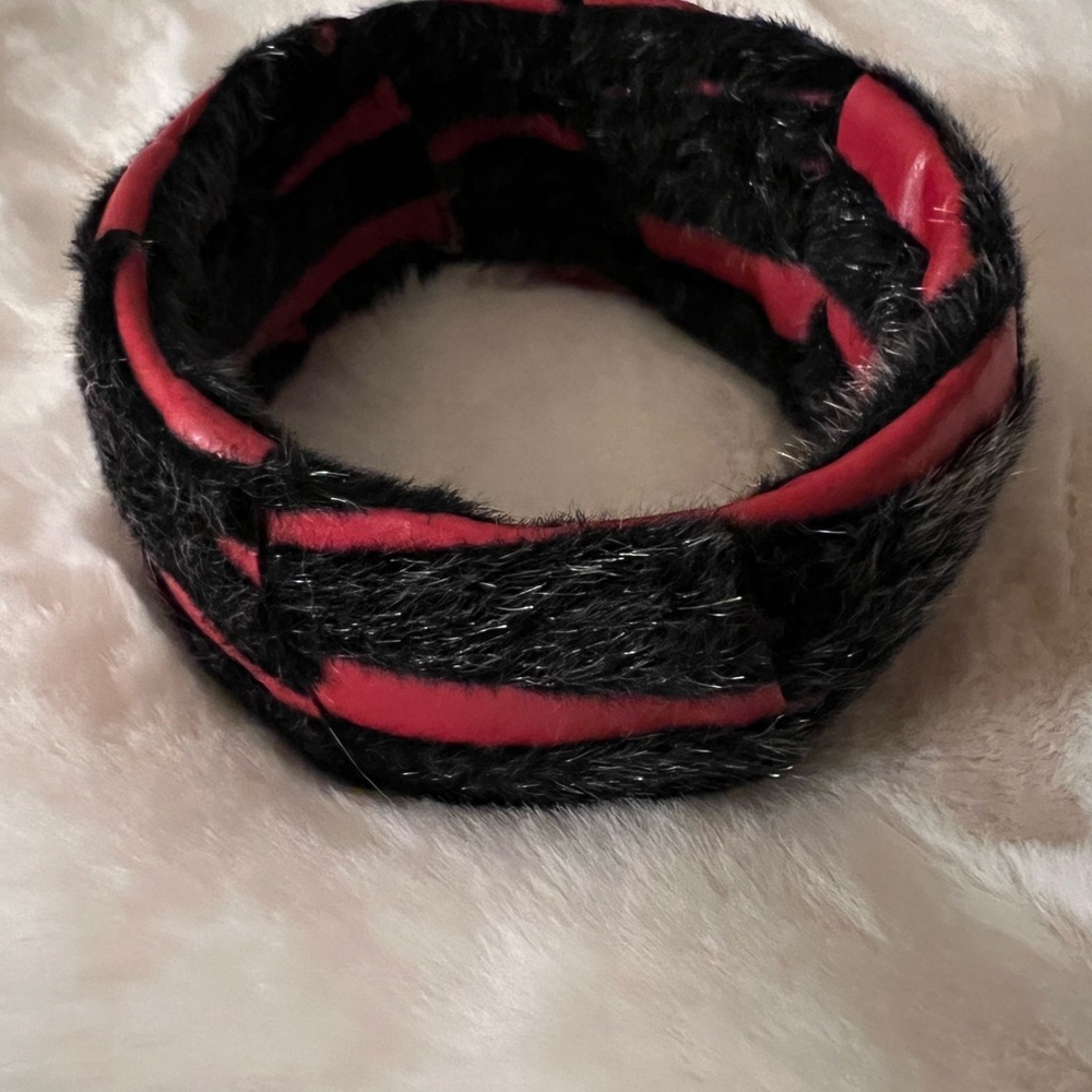 Burgundy Bracelet with Black Mohair